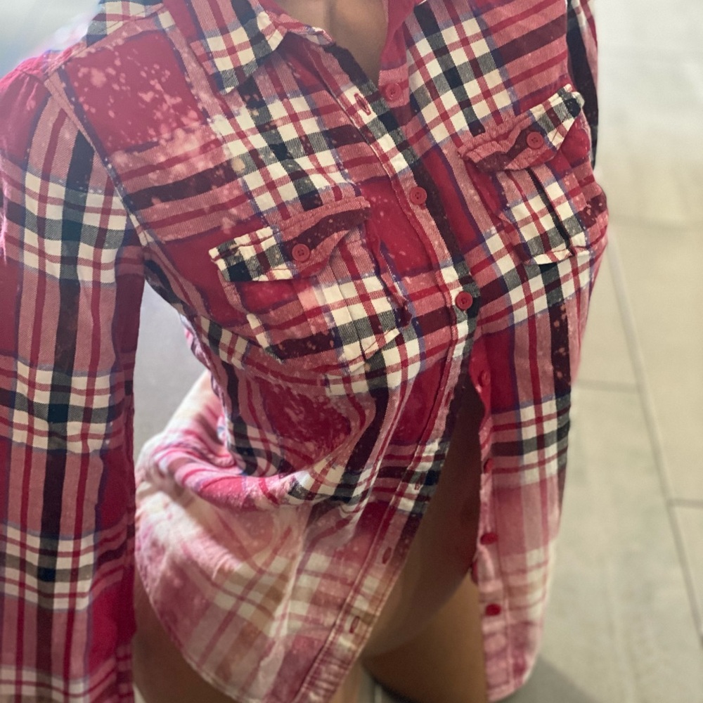 NEW HIS BABE Hubs and Hers Red Button up Flannel